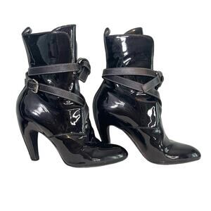 Louis Vuitton Women's Black Patent Leather Eternal Heeled Ankle Boots Size 36.5